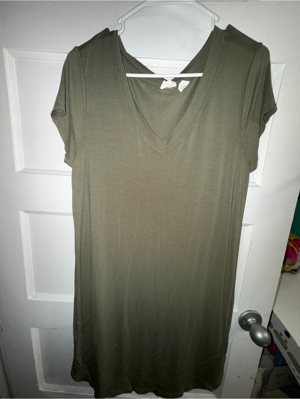 C&C California Olive Green V-Neck Mini Dress